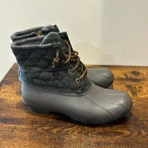 Sperry gray saltwater rain duck booots wool blend size 7